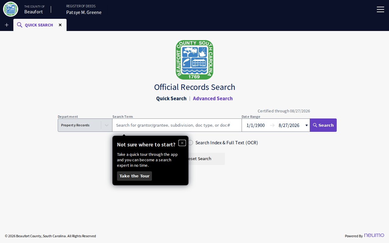 Beaufort County residents directory Neumo official records search form