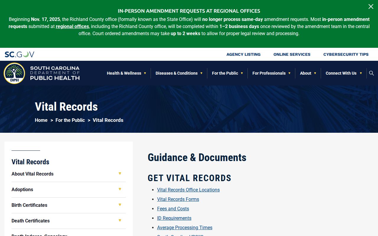 Beaufort County residents directory South Carolina DPH vital records hub