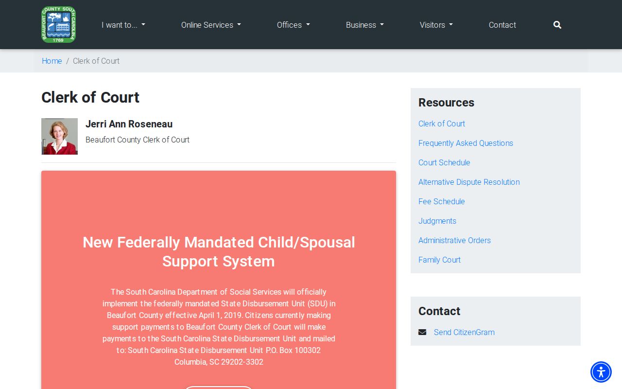 Beaufort County residents directory Clerk of Court records reference